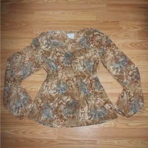 Brown and Blue Boho Paisley Blouse